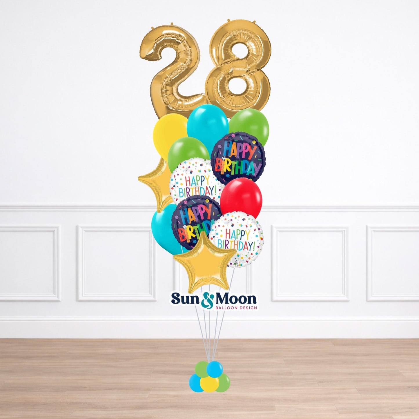 celebration double number balloon bouquet grand standard 11 inch balloon display delivery in Frederick Maryland