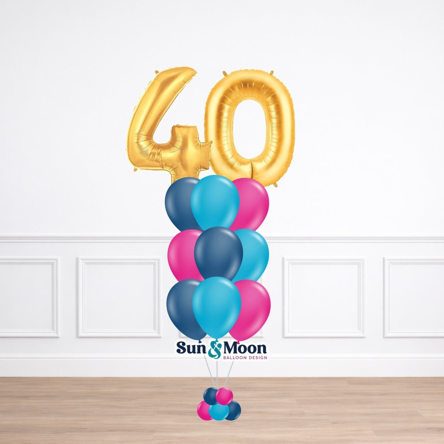 latex double number balloon bouquet grand standard 11 inch balloon display delivery in Frederick Maryland