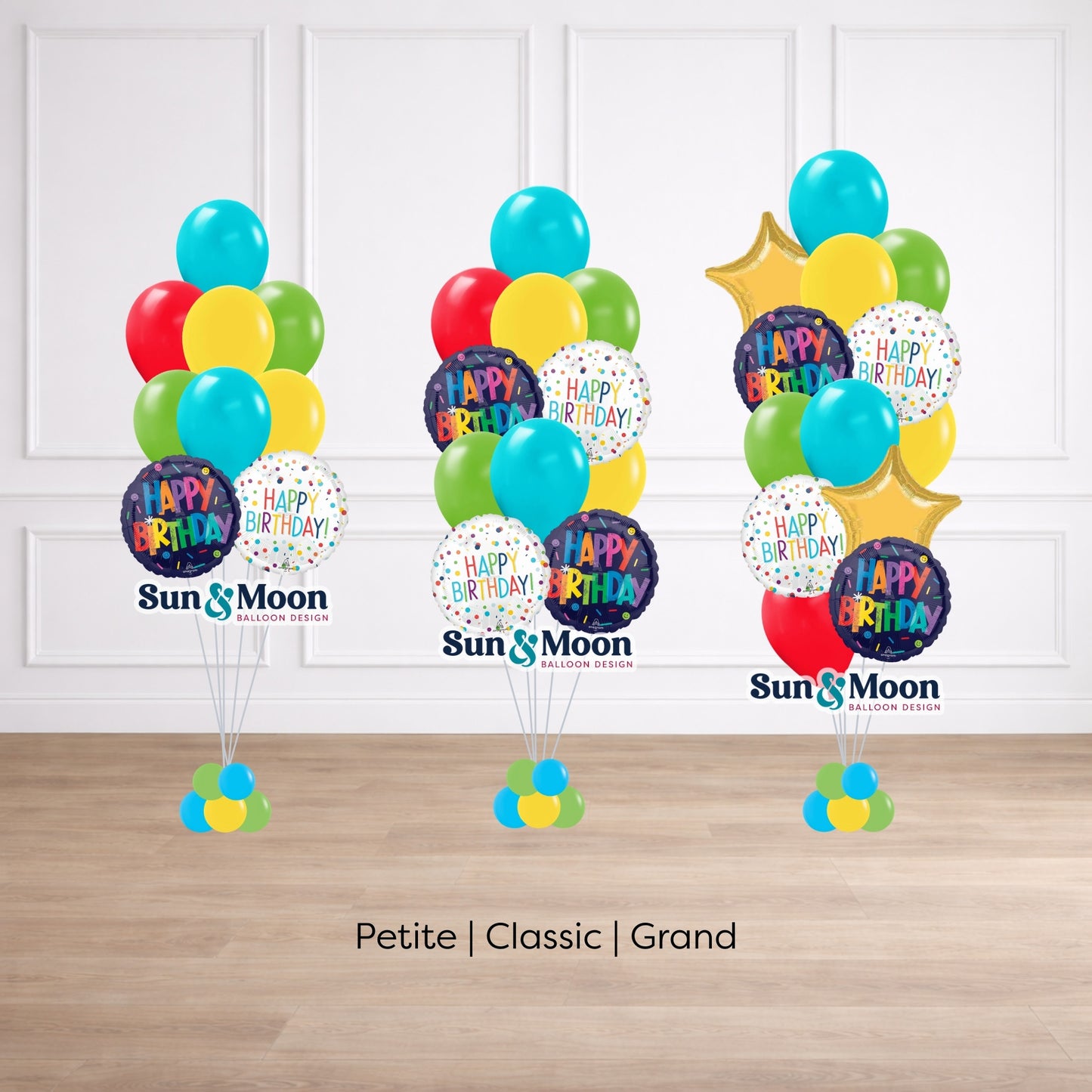 celebration balloon bouquet tier comparison petite classic grand Frederick Maryland
