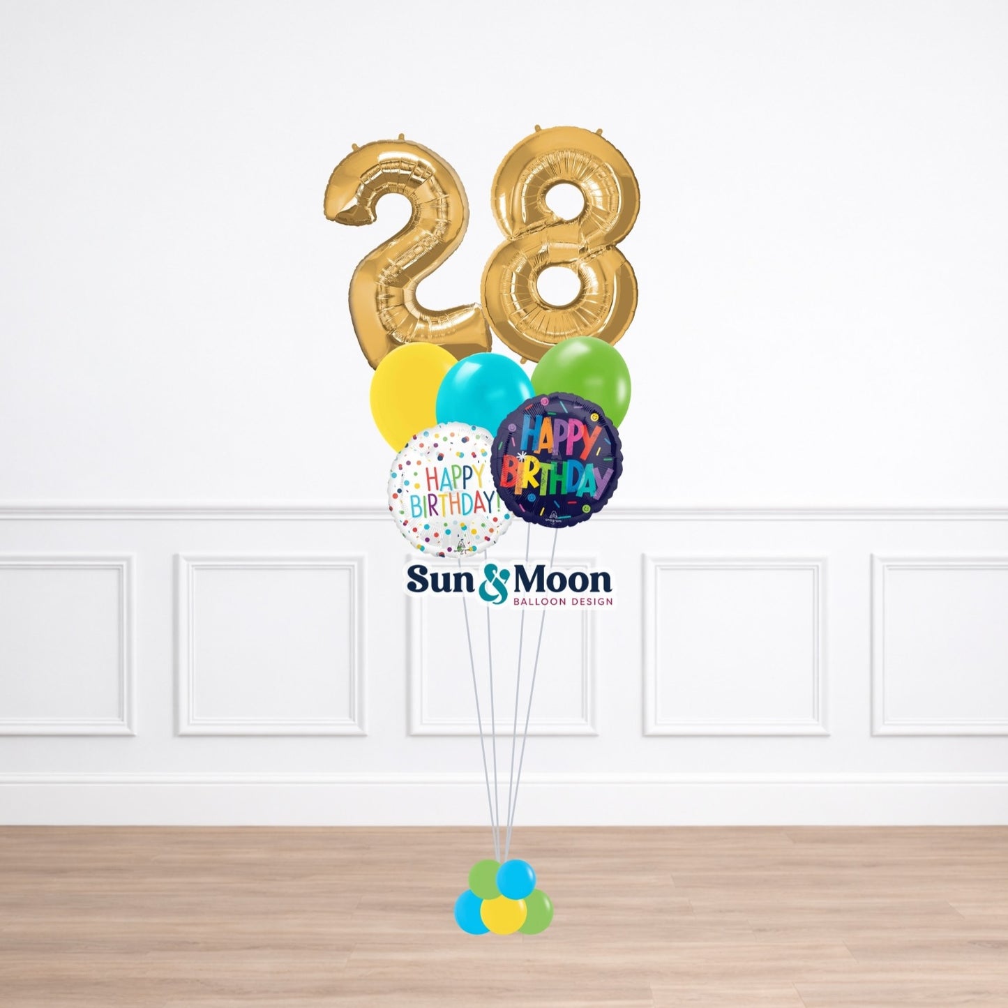 celebration double number balloon bouquet petite standard 11 inch helium delivery in Frederick Maryland