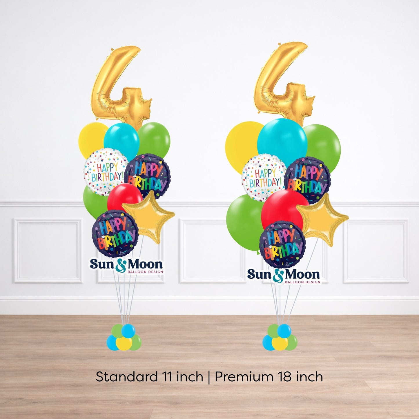 celebration single number balloon bouquet standard 11 inch vs premium 18 inch comparison Frederick Maryland