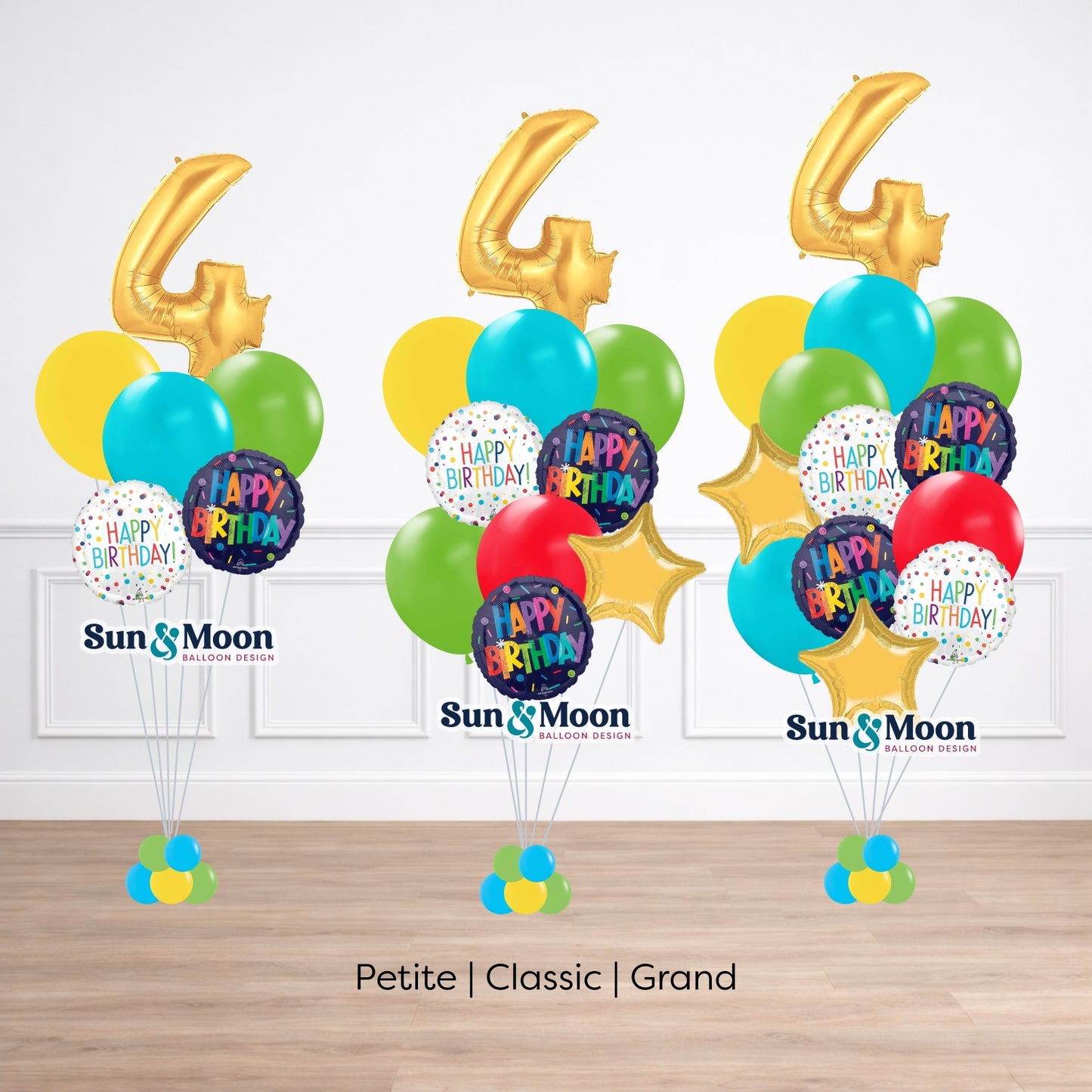 celebration single number balloon bouquet tier comparison petite classic grand Frederick Maryland