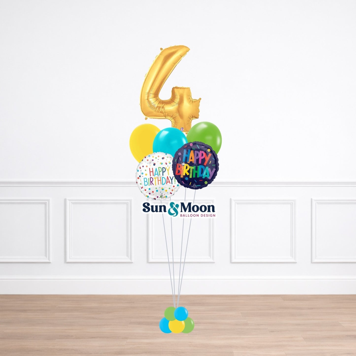 celebration single number balloon bouquet petite standard 11 inch helium delivery in Frederick Maryland