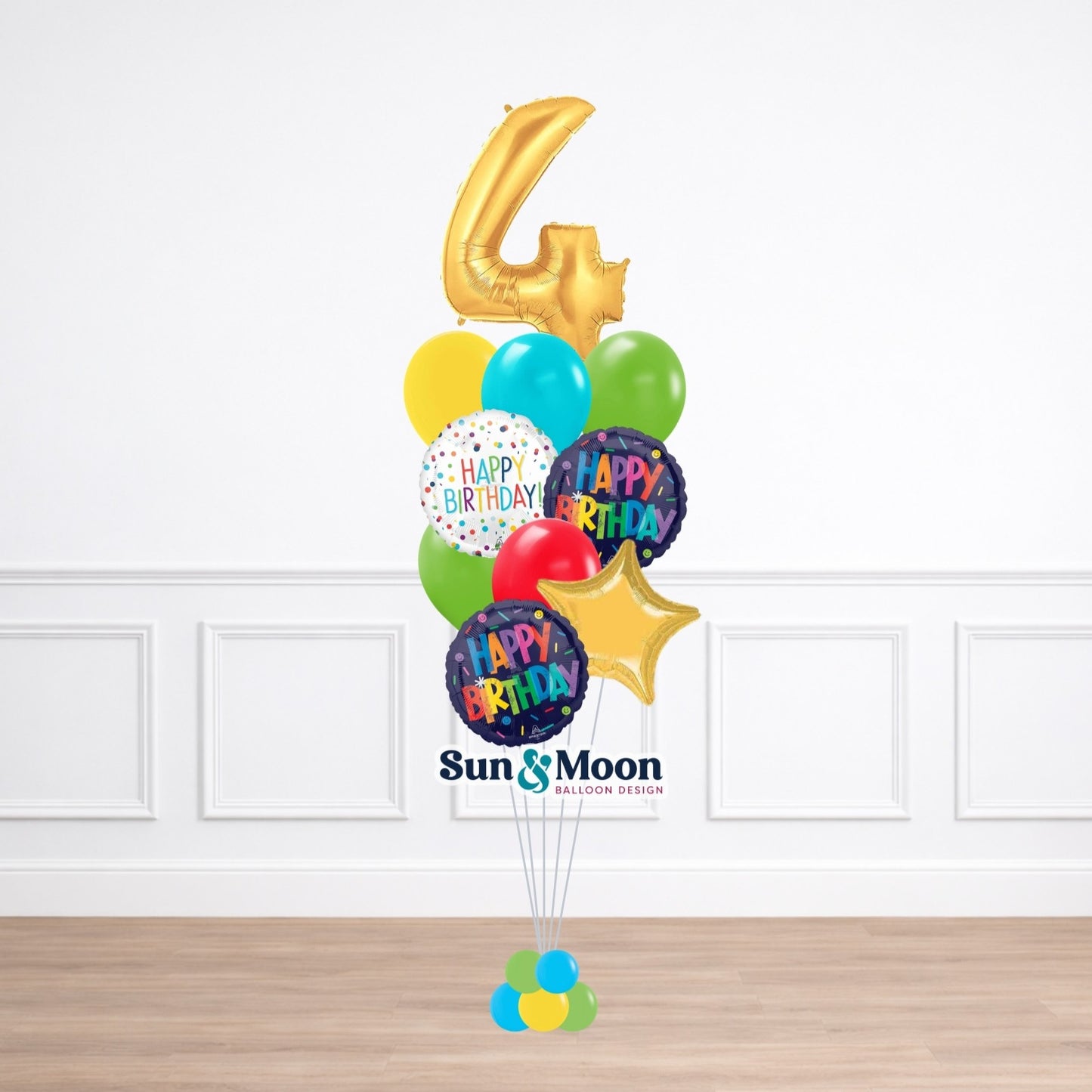 celebration single number balloon bouquet classic standard 11 inch balloon bouquet delivery in Frederick Maryland