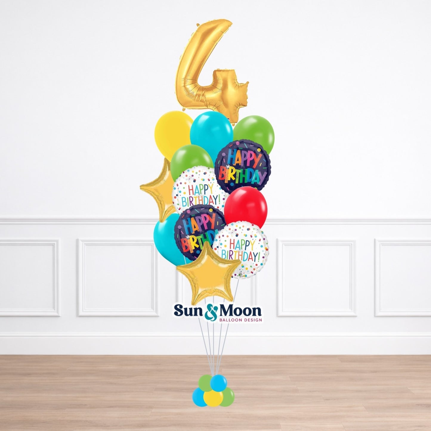 celebration single number balloon bouquet grand standard 11 inch balloon display delivery in Frederick Maryland
