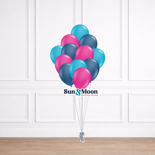 Bulk latex balloon bundle tied to weight for decorating event spaces Urbana Maryland