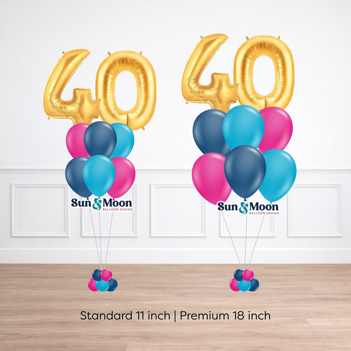 latex double number balloon bouquet standard 11 inch vs premium 18 inch comparison Frederick Maryland