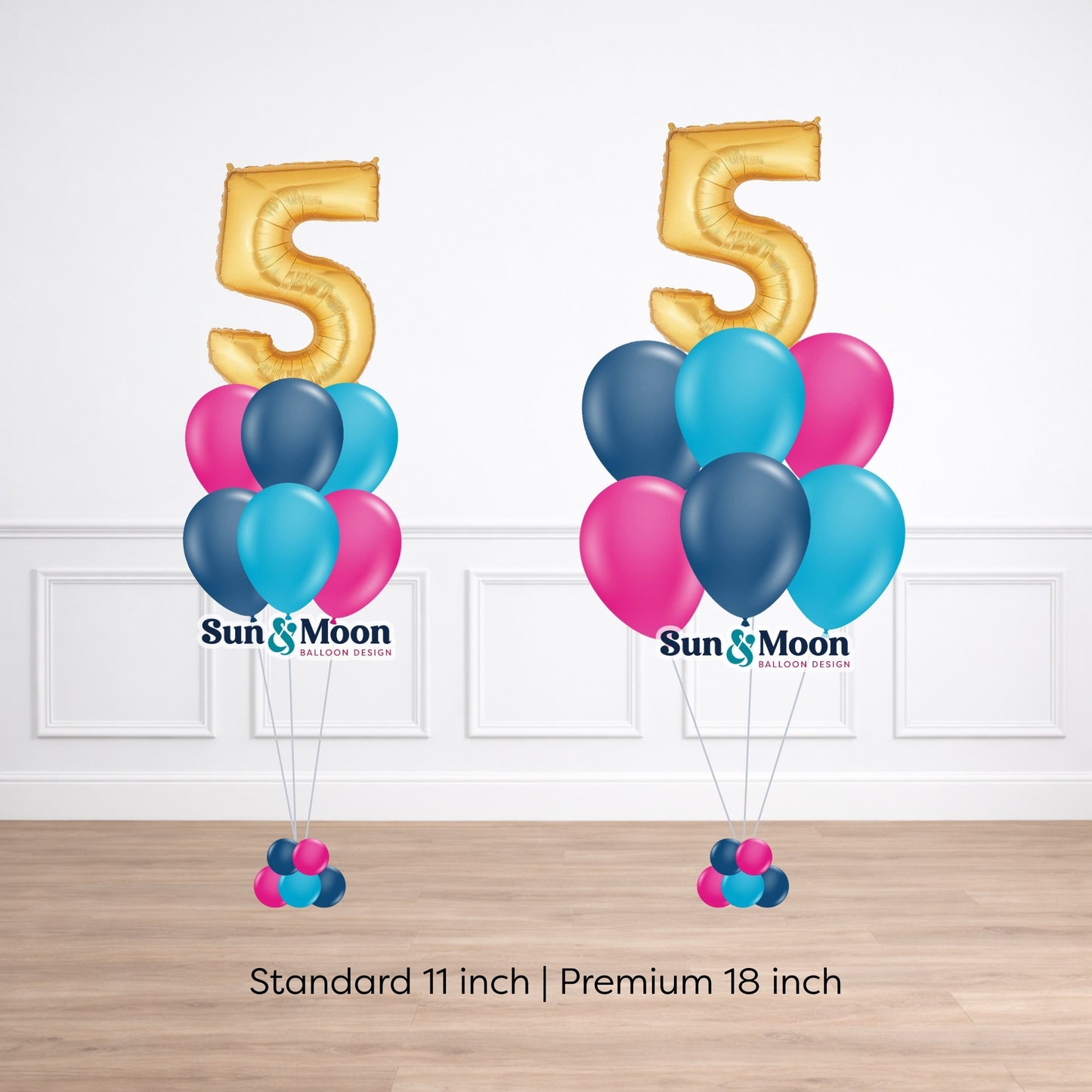 latex single number balloon bouquet standard 11 inch vs premium 18 inch comparison Frederick Maryland