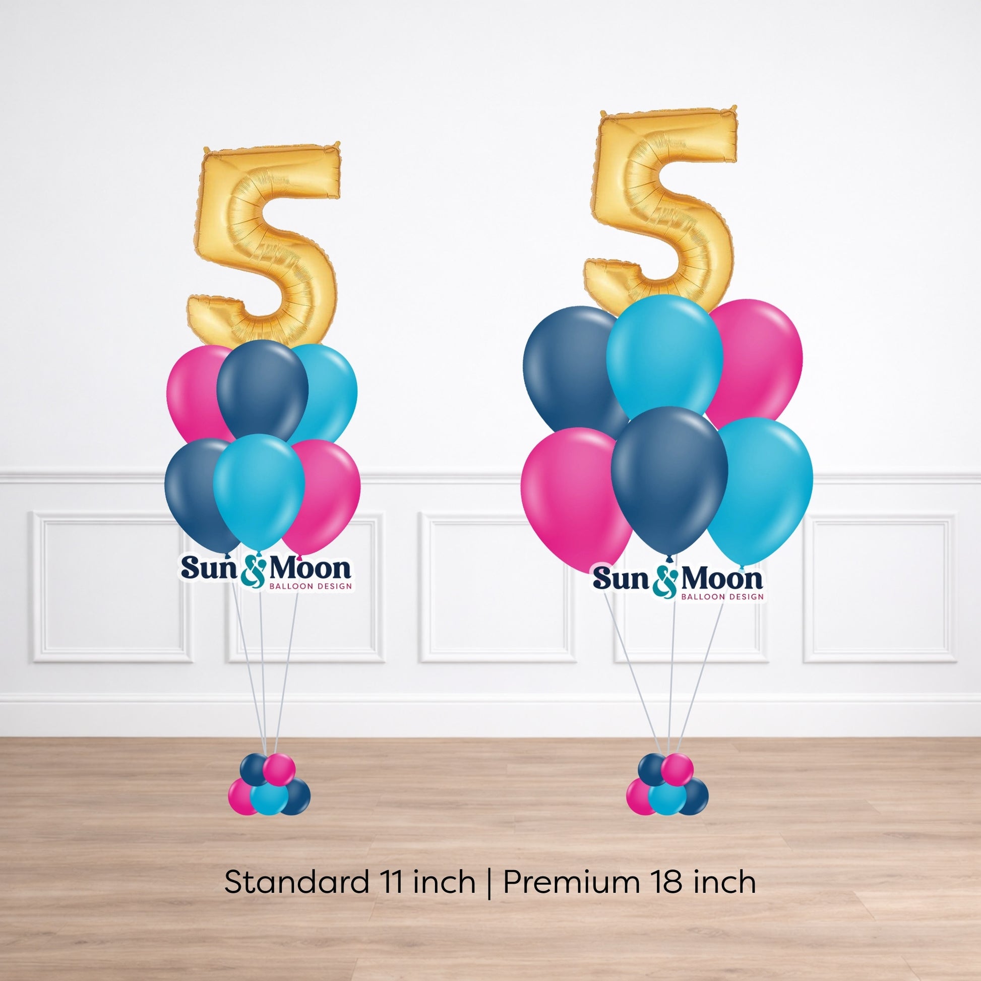 latex single number balloon bouquet standard 11 inch vs premium 18 inch comparison Frederick Maryland