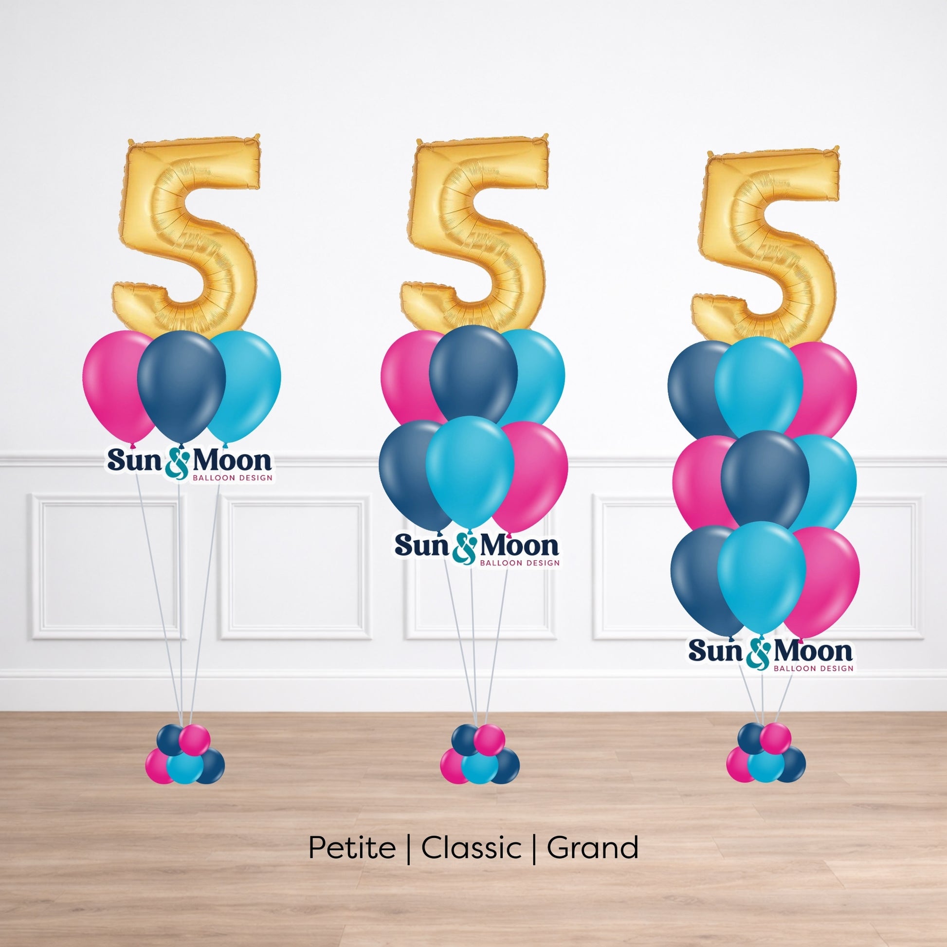 latex single number balloon bouquet tier comparison petite classic grand Frederick Maryland