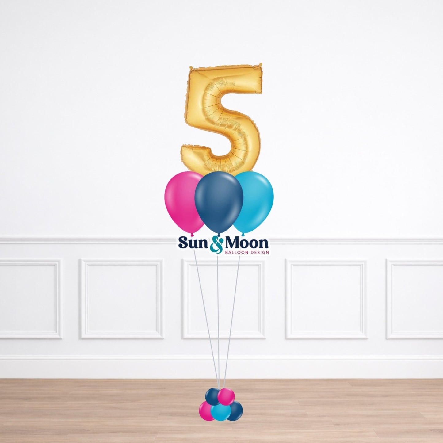 latex single number balloon bouquet petite standard 11 inch helium delivery in Frederick Maryland