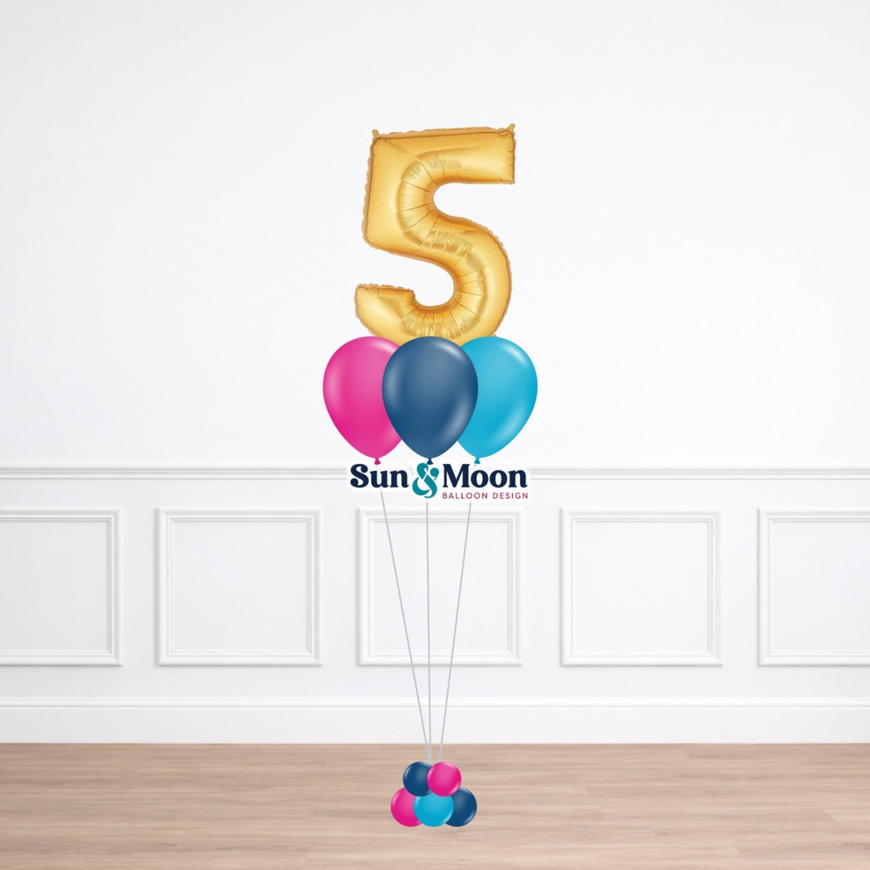 latex single number balloon bouquet petite standard 11 inch helium delivery in Frederick Maryland