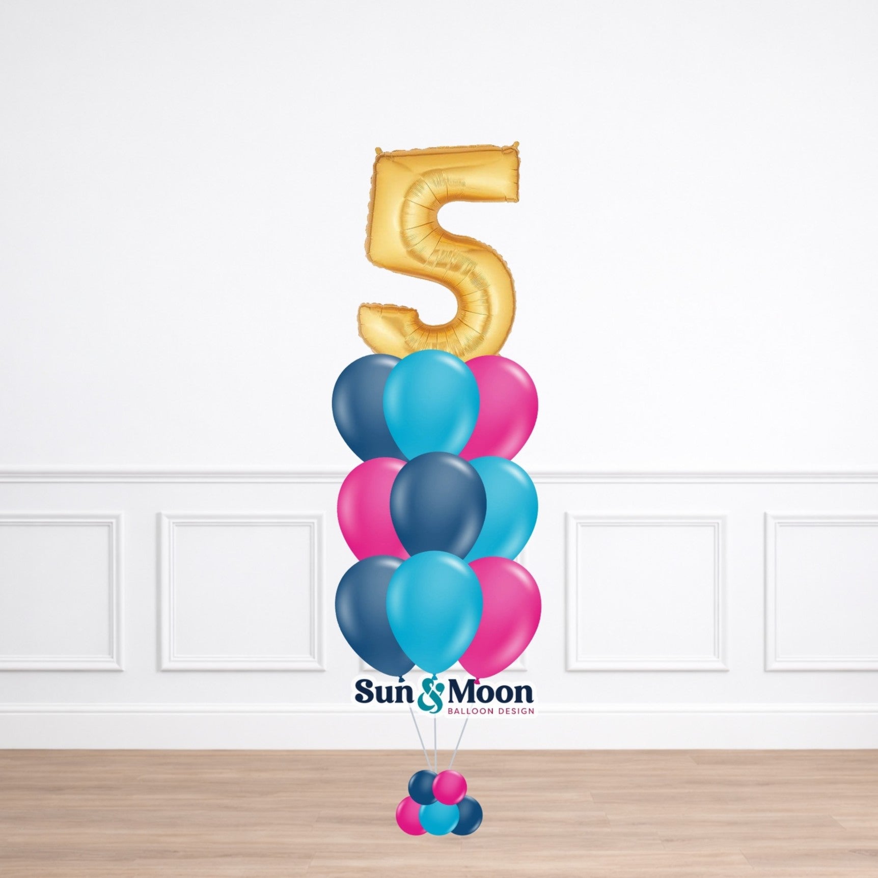 latex single number balloon bouquet grand standard 11 inch balloon display delivery in Frederick Maryland