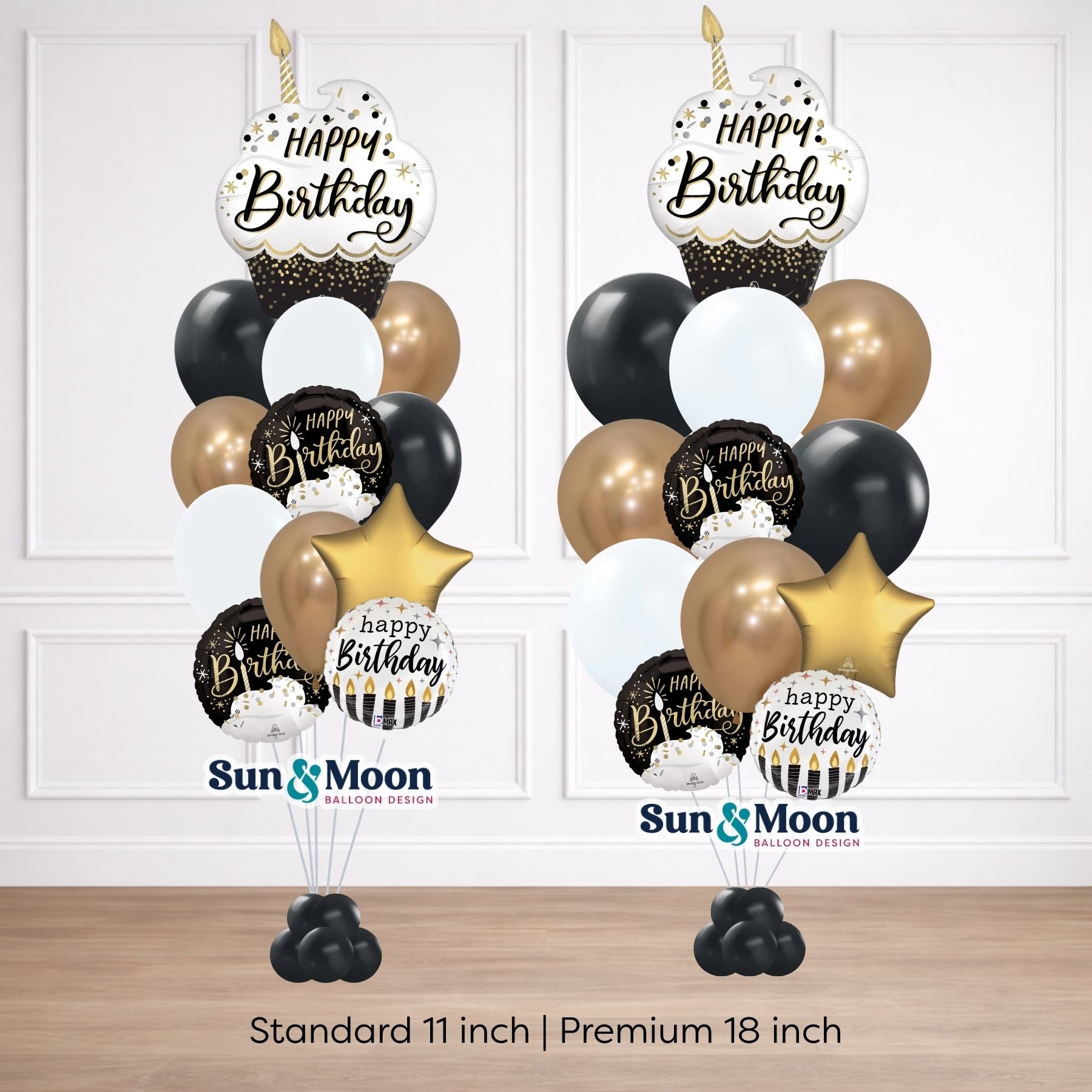 midnight cupcake signature balloon bouquet size comparison urbana md