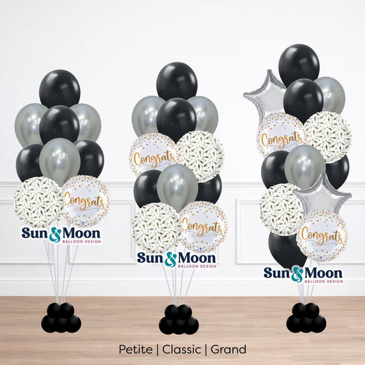 Black and gold celebration balloon bouquet for birthdays Urbana Maryland