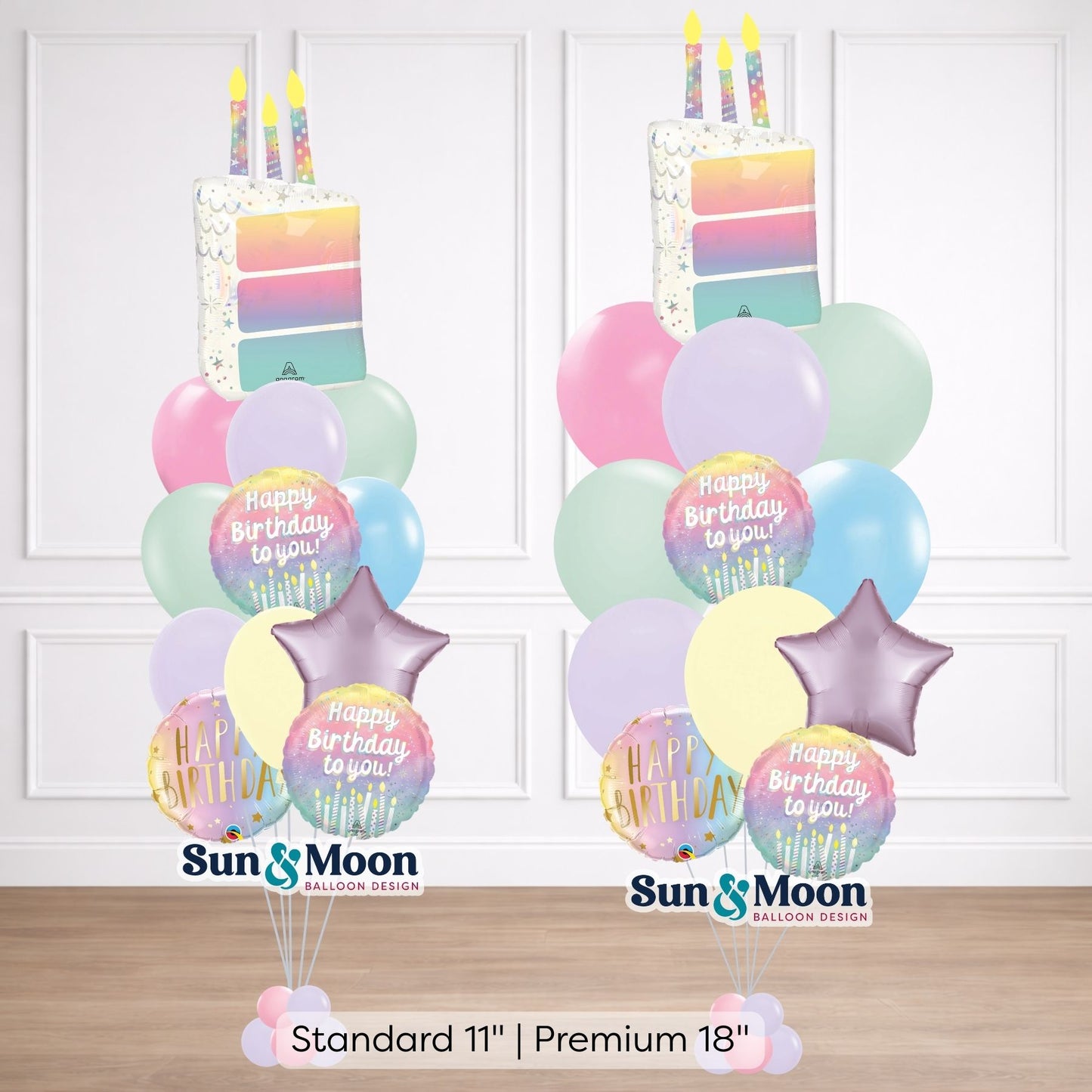 pastel sugar signature balloon bouquet size comparison frederick md