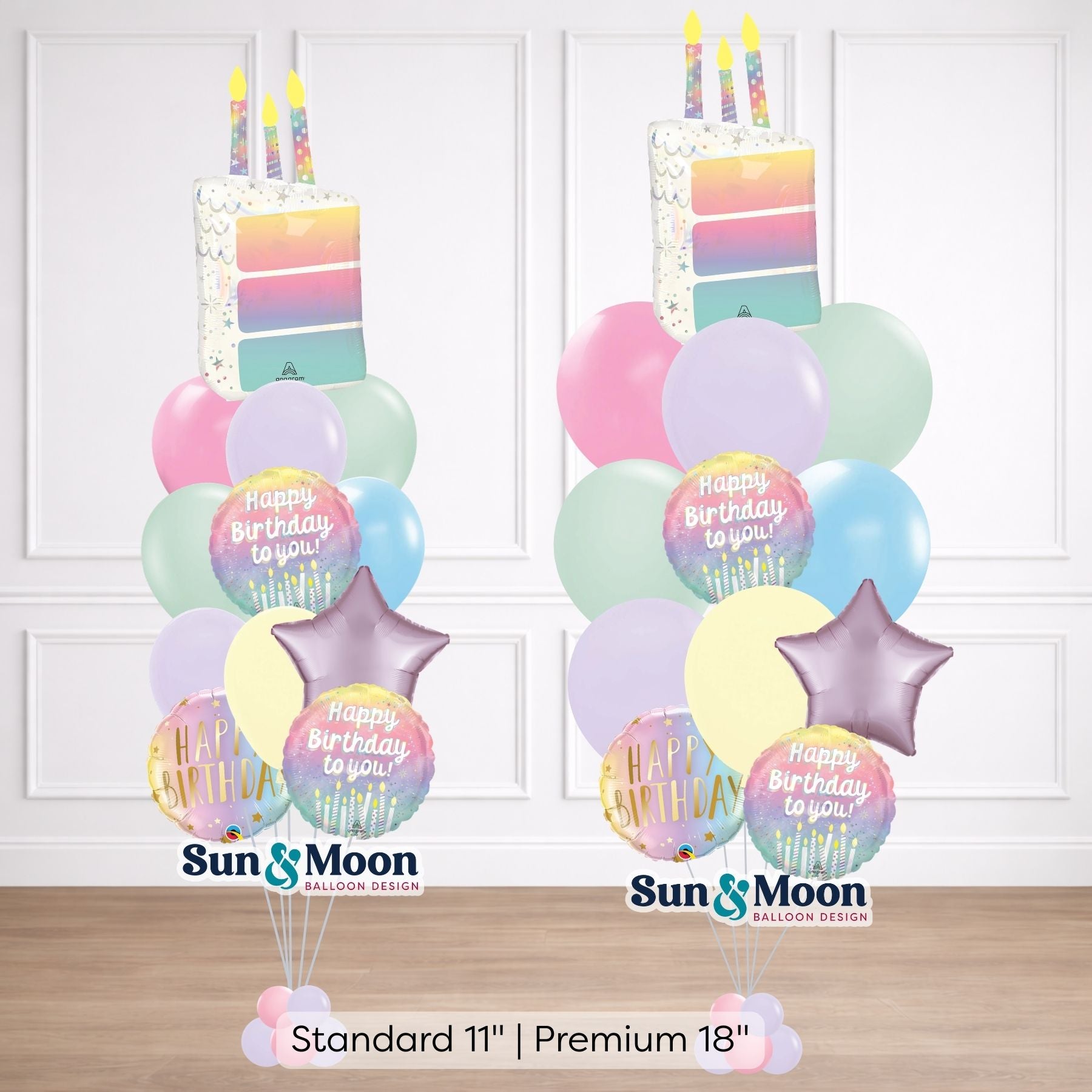 pastel sugar signature balloon bouquet size comparison frederick md