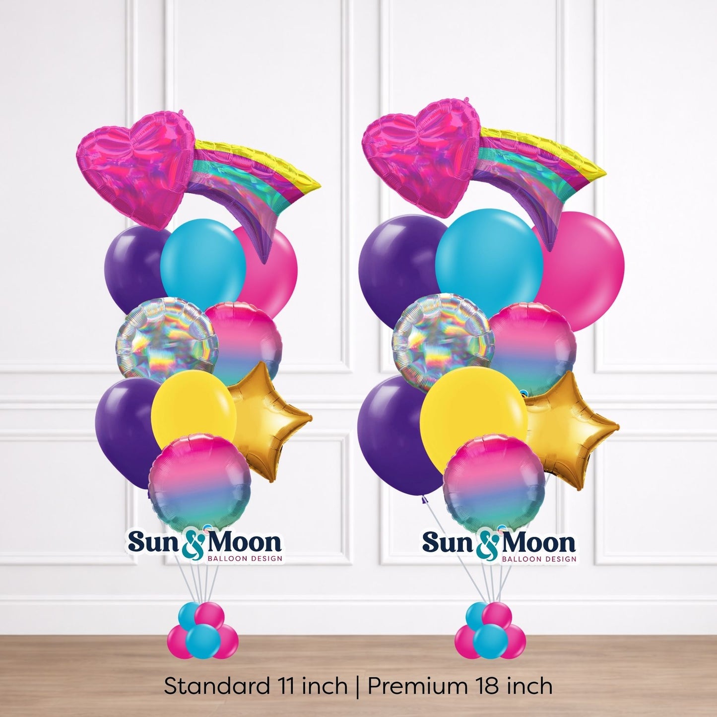 starlight rainbow showcase balloon bouquet size comparison frederick md