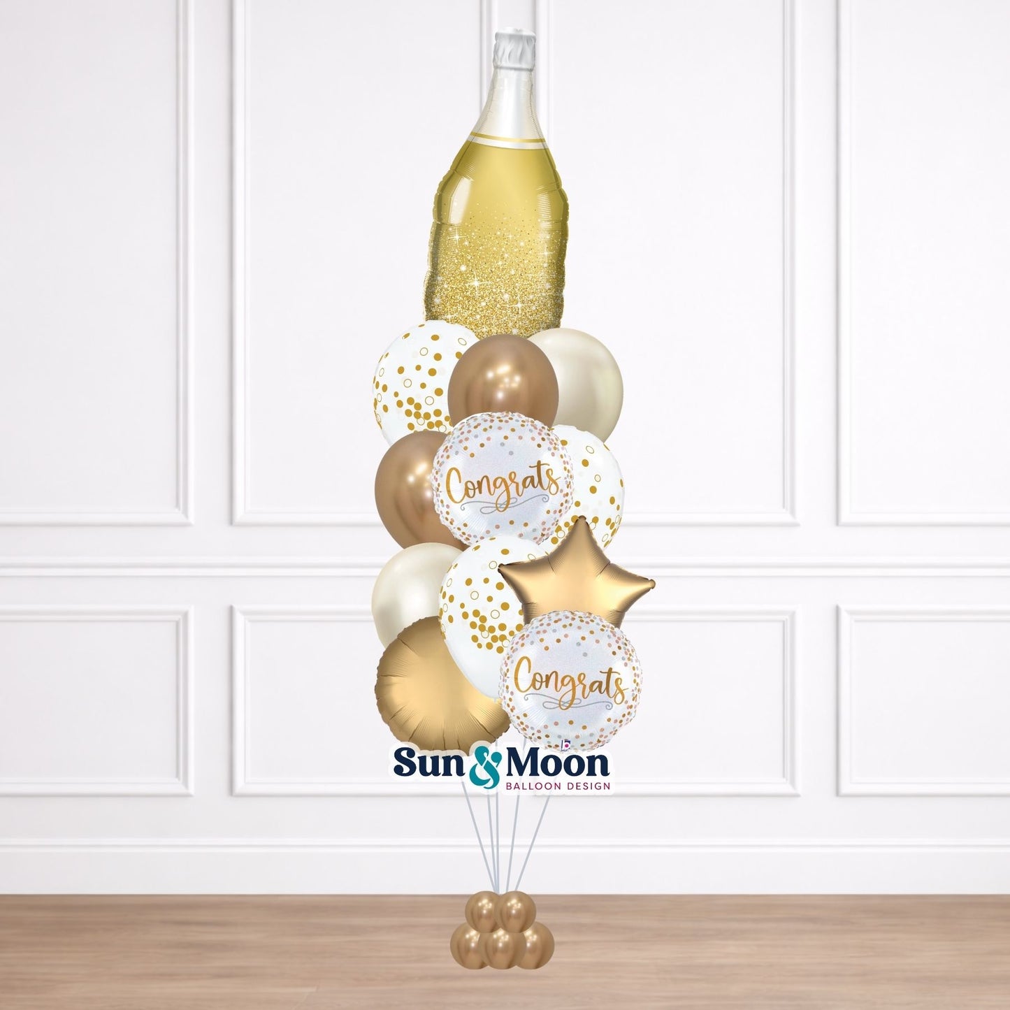 Gold celebration balloon bouquet for milestone events Monrovia Maryland