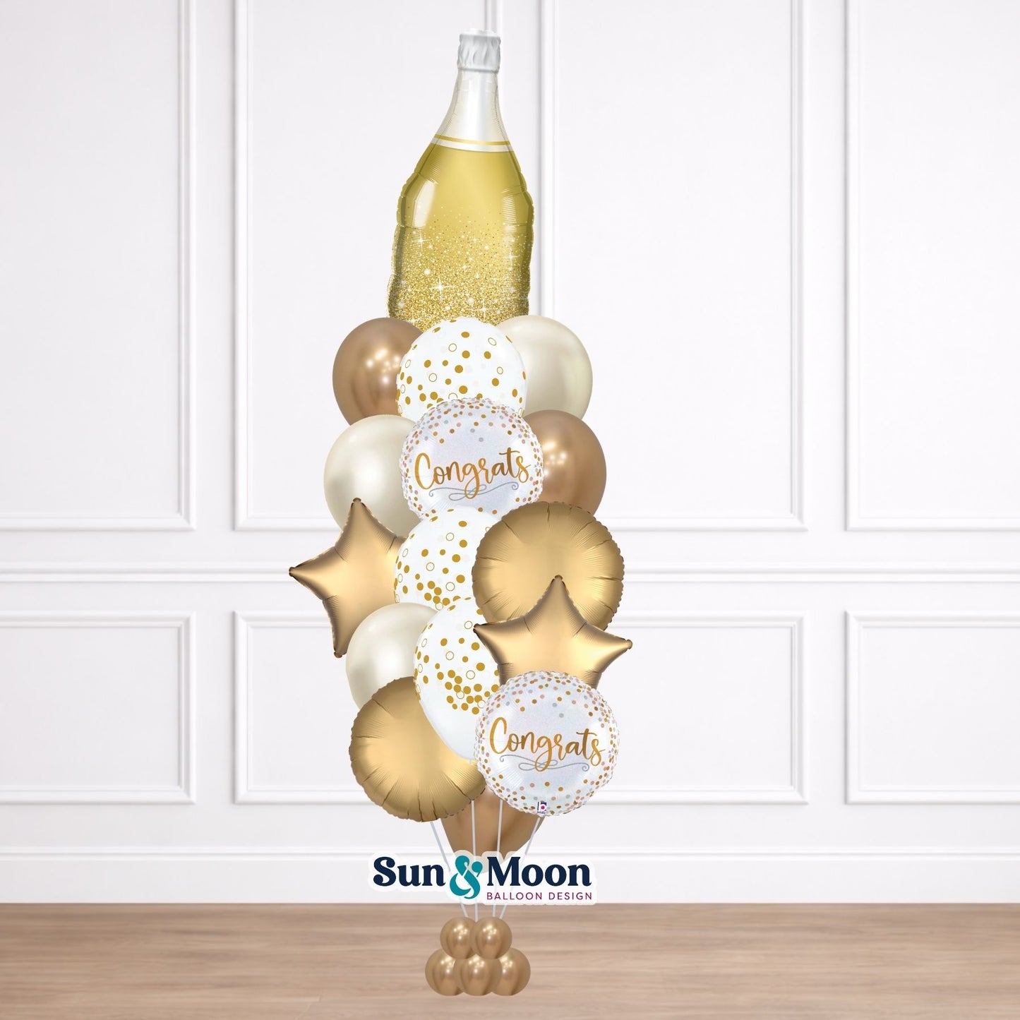 Elegant champagne toast balloon bouquet for celebrations Walkersville Maryland